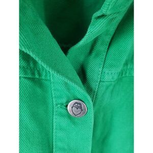 Nasty Gal Women's Green Denim Jacket Size 12 Button Long Sleeve Pockets Collared